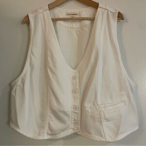 Lucky Brand White Sleeveless Button-Front Vest